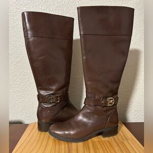 MICHAEL Michael Kors Bryce Tall Brown Leather Boots